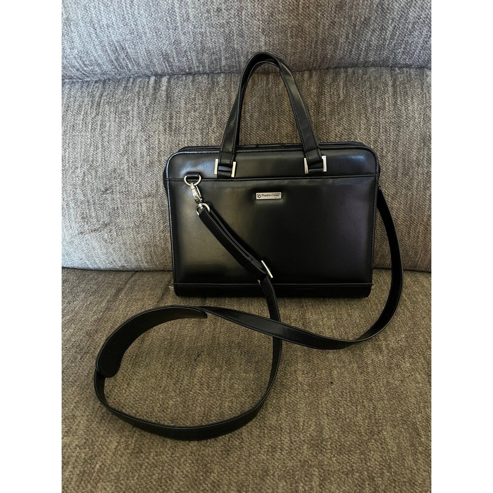 Franklin Covey Black Leather Briefcase Bag Planner Portfolio Cover Unused